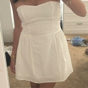 White strapless mini dress